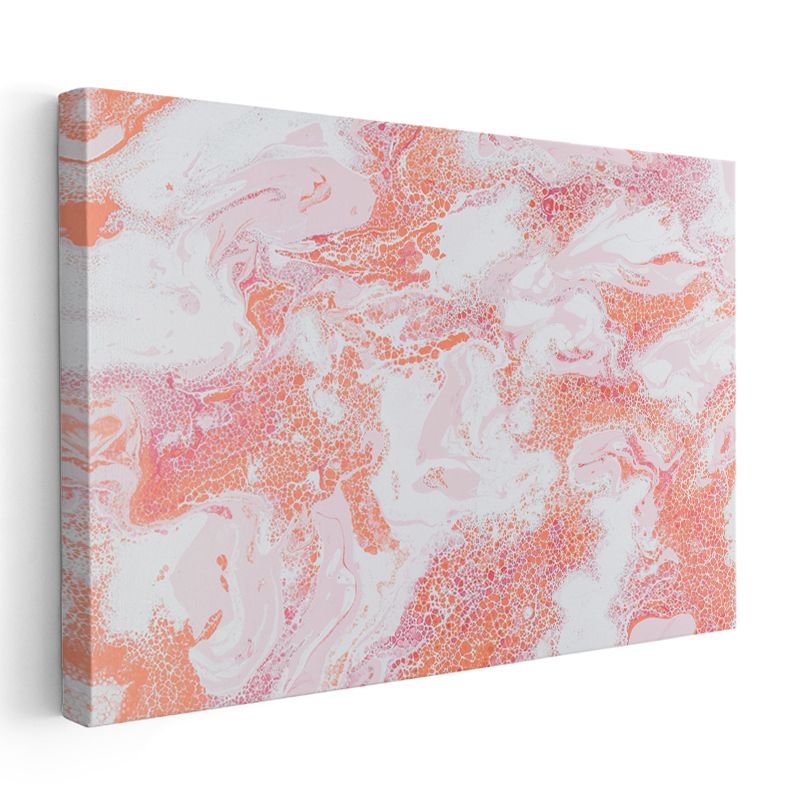 Mermer Akışı - Pembe ve Turuncu Tonlarında Sıvı Efekt Kanvas Tablo
