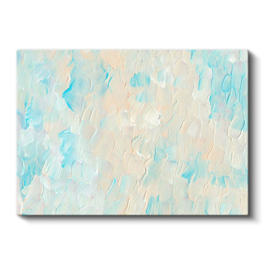 Turkuaz Dalgalar - Dokulu Fırça Darbeleri Kanvas Tablo