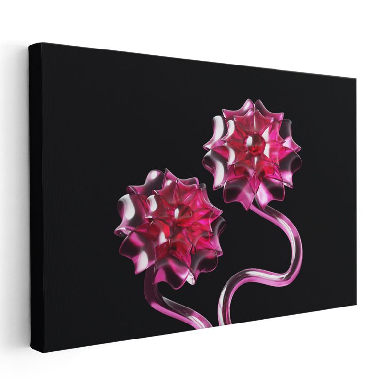 Fuşya Kristaller - Zarif Kıvrımlar Kanvas Tablo