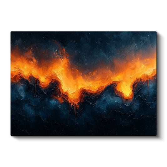 Ateş Dalgaları - Turuncu Alev Kanvas Tablo