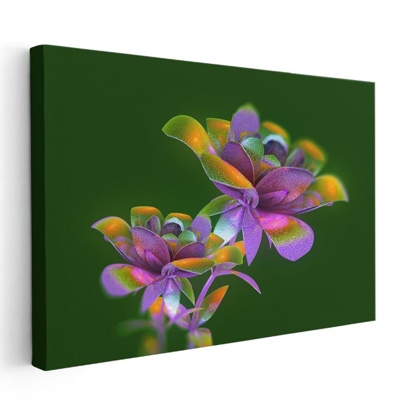 Floresan Çiçekler - Canlı Renklerde Soyut Botanik Kanvas Tablo