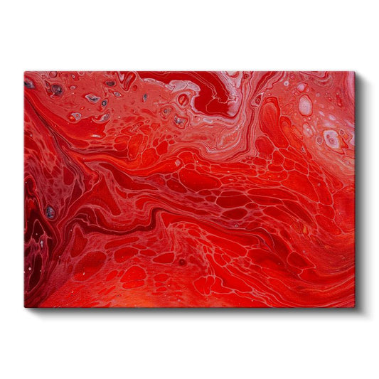Ateş Dalgaları - Kırmızı Tonlarda Akışkan Soyut Kanvas Tablo