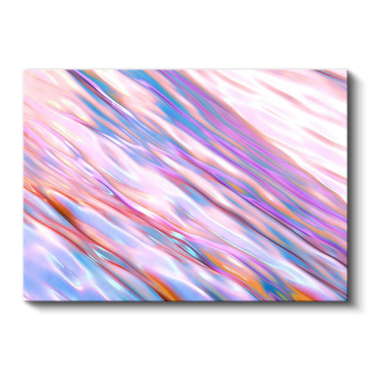 Renkli Akış - Pembe Mavi Diagonal Çizgiler Kanvas Tablo
