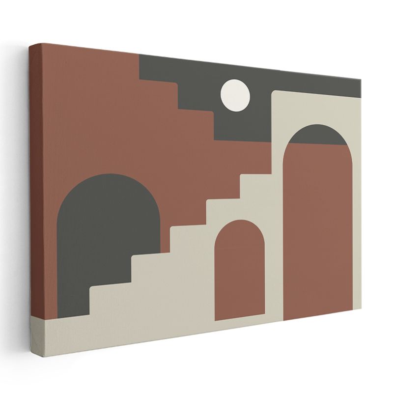 Geometrik Mimari - Toprak Tonları Modern Soyut Yapı Kanvas Tablo
