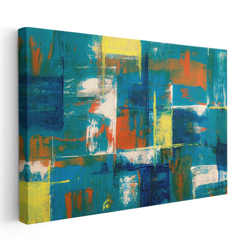 Geometrik Mozaik - Canlı Renkli Soyut Kompozisyon Kanvas Tablo