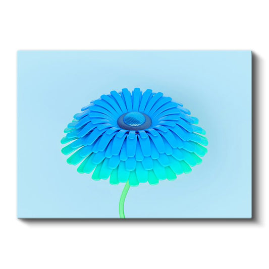 Mavi Çiçek - 3D Vektörel Çiçek Tasarımı Kanvas Tablo