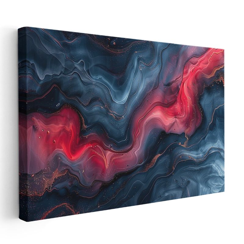 Kozmik Dalga - Akışkan Formlu Altın Detaylı Kanvas Tablo