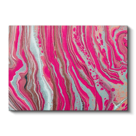 Pembe Akış - Dikey Çizgili Soyut Kompozisyon Kanvas Tablo