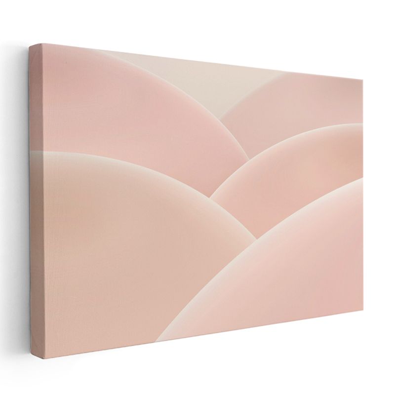 Yumuşak Dalgalar - Pembe Tonlarında Minimalist Geometri Kanvas Tablo