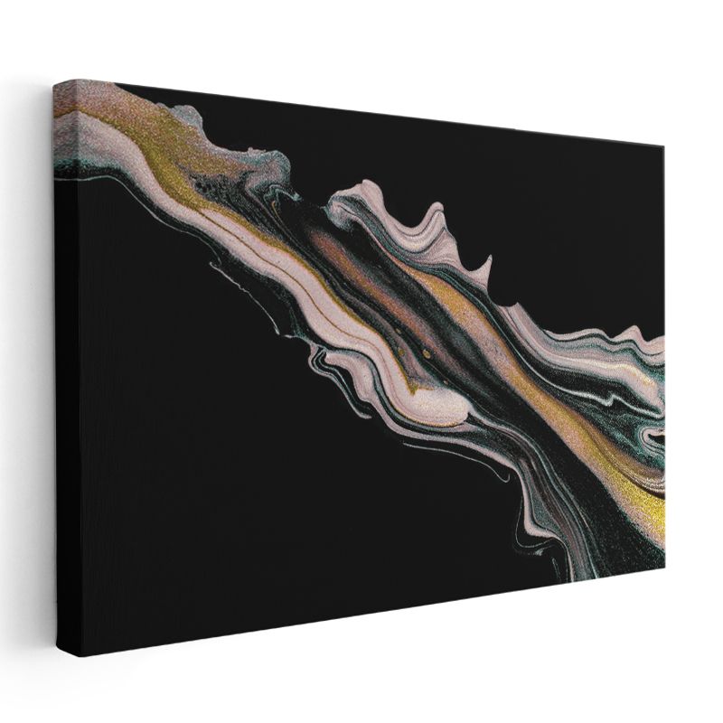 Akışkan Hareket - Çarpıcı Renk Kontrastlı Soyut Dalgalar Kanvas Tablo