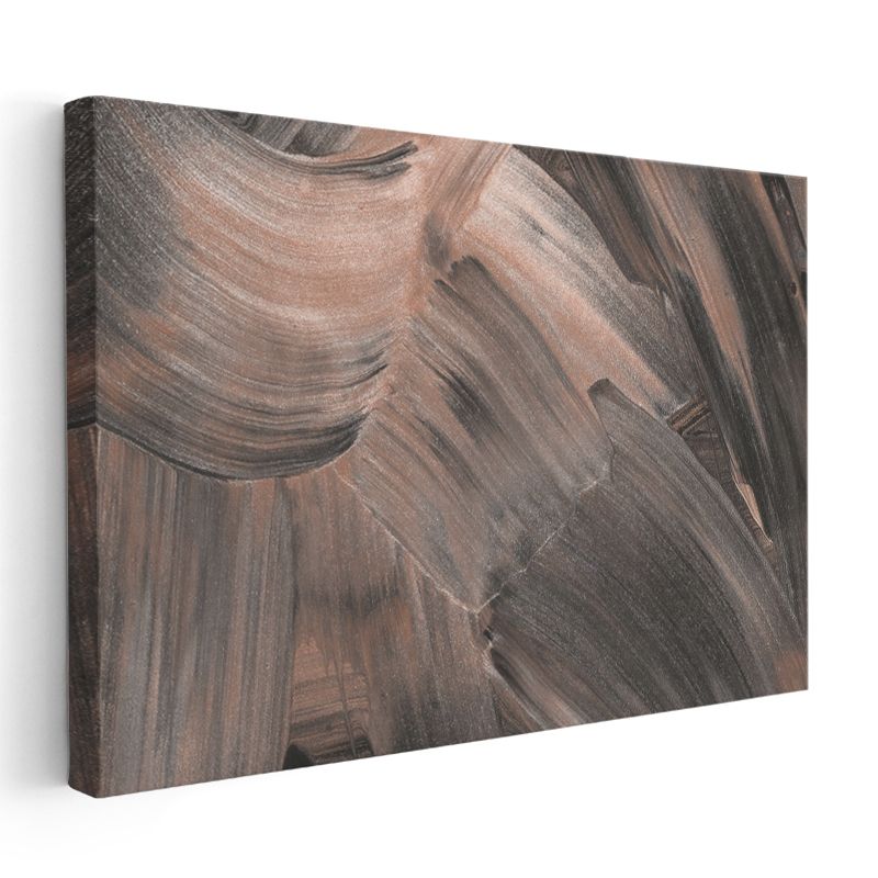 Fırça Dinamizmi - Kahverengi Tonlarında Ekspresif Darbeler Kanvas Tablo