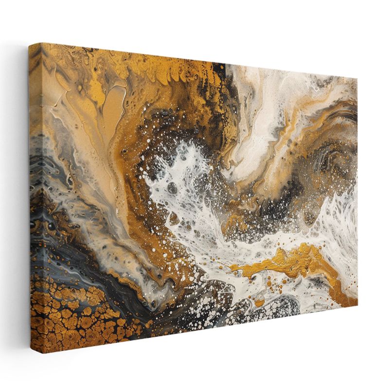 Altın Akış - Lüks Mermer Efektli Soyut Kompozisyon Kanvas Tablo