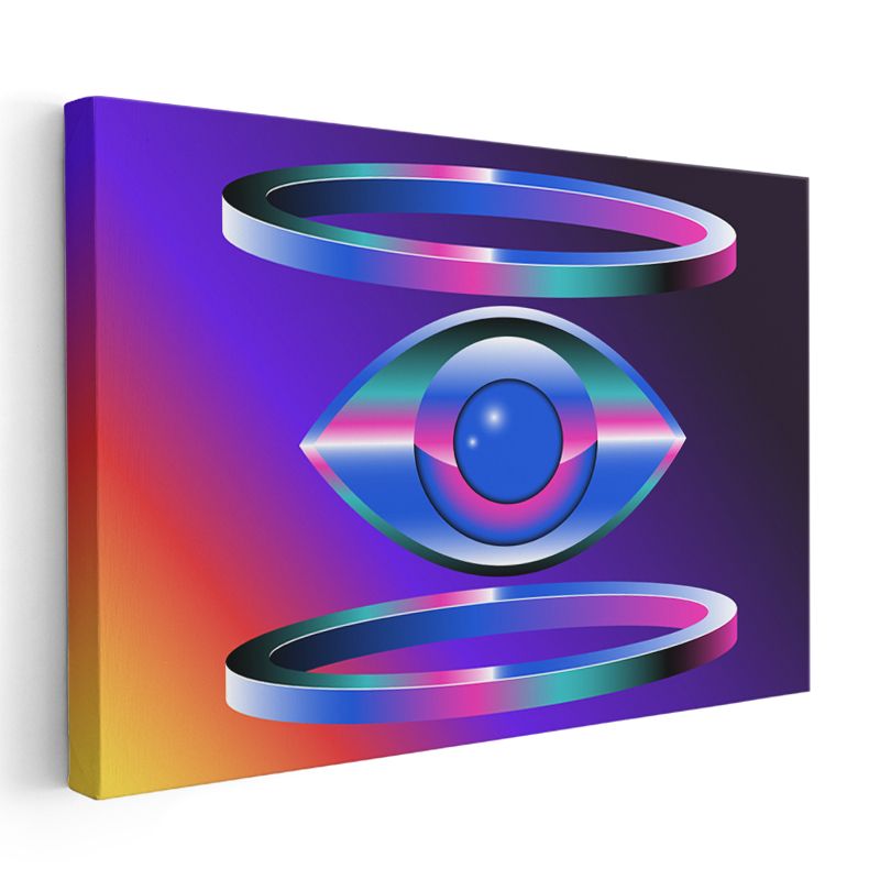 Kozmik Göz - Futuristik Neon Geometri Kanvas Tablo