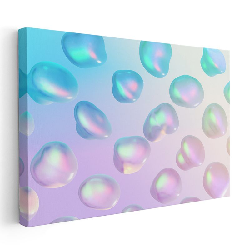 Holografik Damlalar - Işıltılı Kabarcıklar Koleksiyonu Kanvas Tablo
