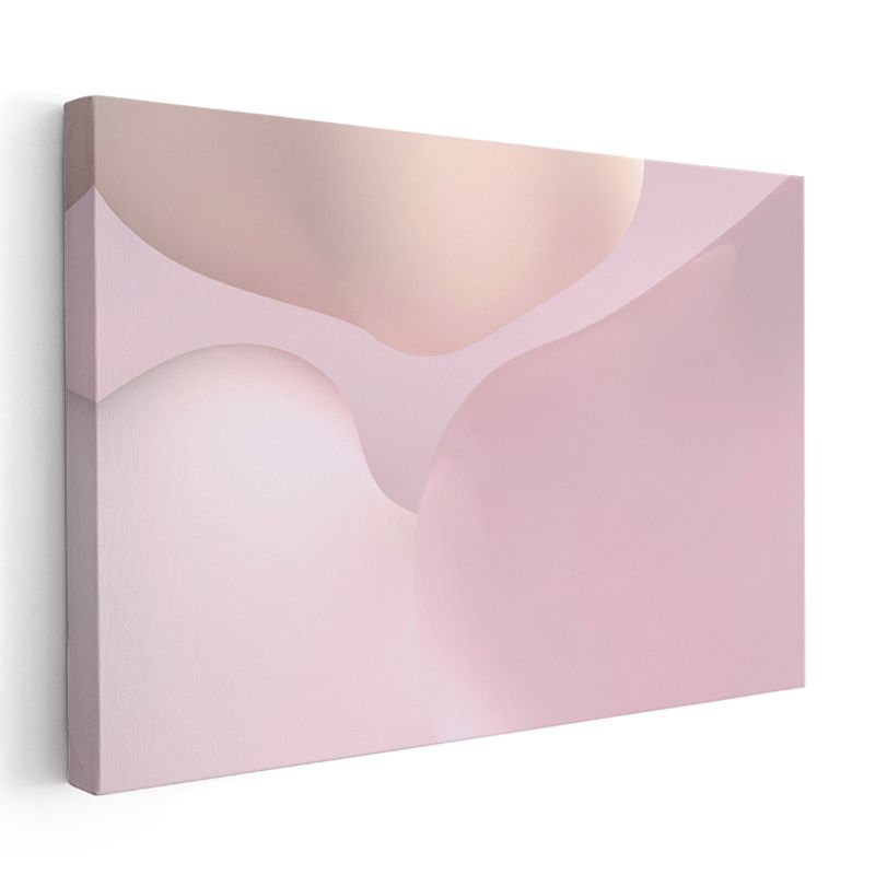 Pembe Soyut - Yumuşak Geçişli Minimalist Formlar Kanvas Tablo