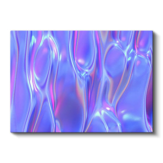 Holografik Dalgalar - Mor Mavi Metalik Soyut Akışkan Kanvas Tablo