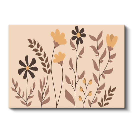 Botanik Siluetler - Minimalist Çiçek Kompozisyonu Kanvas Tablo