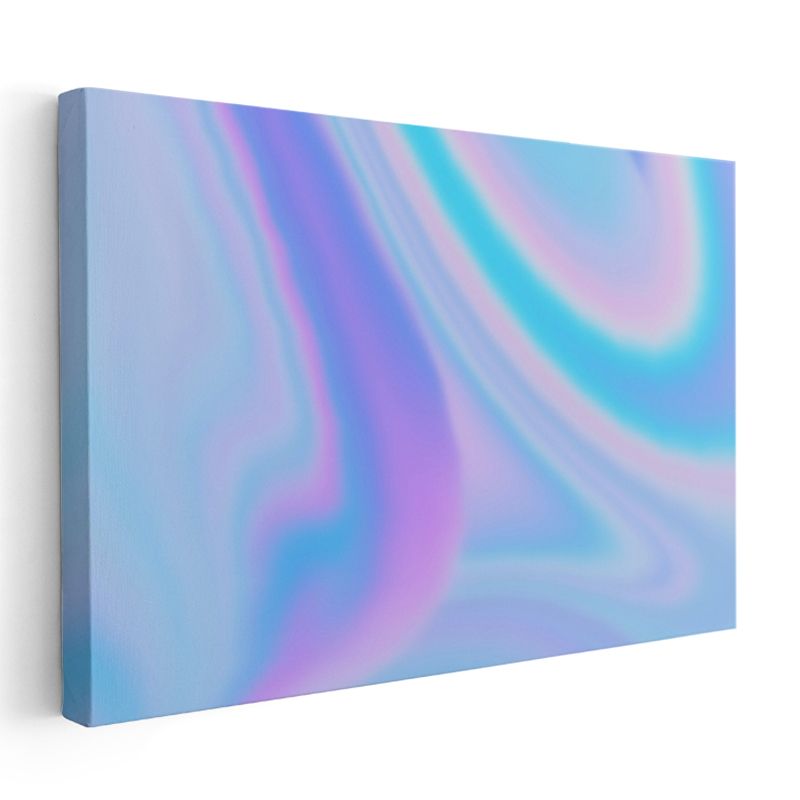 Holografik Dalgalar - Mavi Mor Geçişli Soyut Kanvas Tablo
