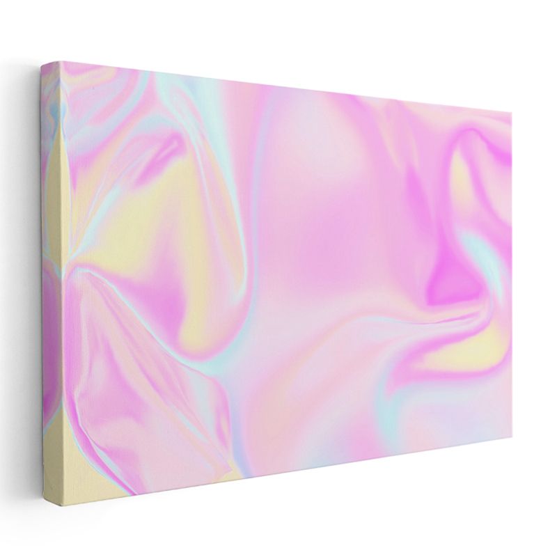 Pastel Akışkan - Pembe Sarı Dalgalı Desenler Kanvas Tablo