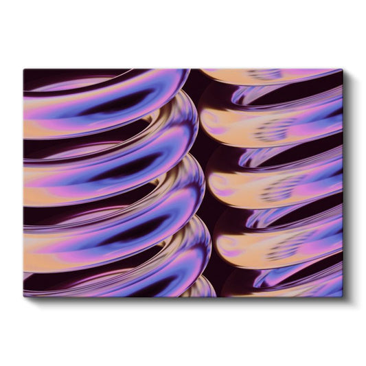 Metalik Dalgalar - Mor Mavi Altın Yansımalı 3D Kanvas Tablo
