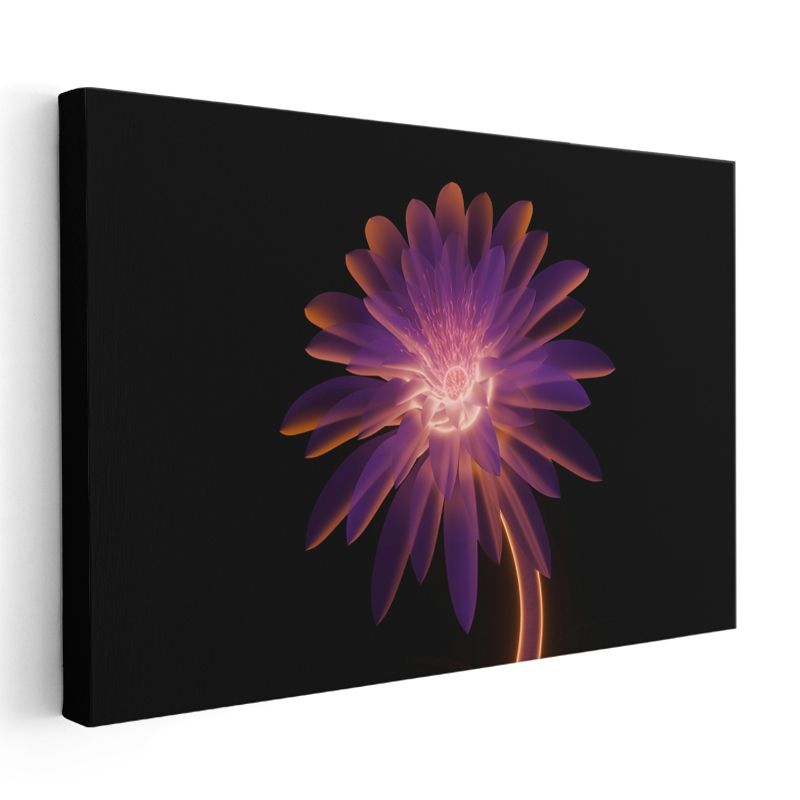 Işıldayan Çiçek - Merkezi Aydınlık Soyut Kanvas Tablo