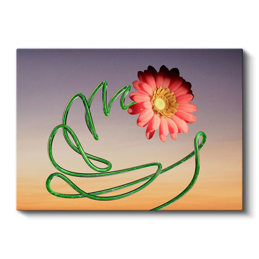 Yeşil Çizgi Sanatı - Çiçek Harmonisi Kanvas Tablo