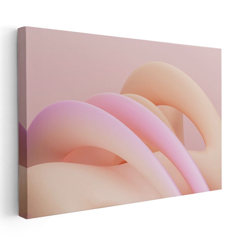 Yumuşak Dalgalar - Pastel Pembe Tonlarında Minimalist Formlar Kanvas Tablo
