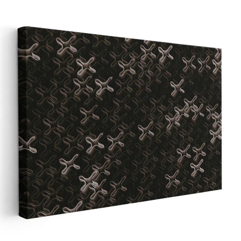 Metalik Desen - Siyah Üzerine Endüstriyel X Formları Kanvas Tablo