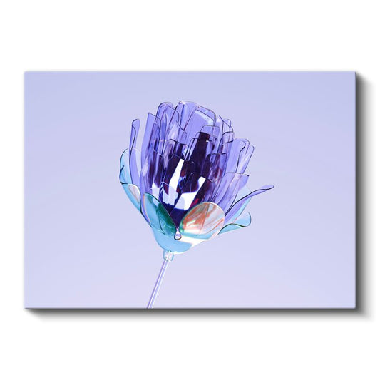 Kristal Çiçek - Mor Cam Sanat Eseri Kanvas Tablo