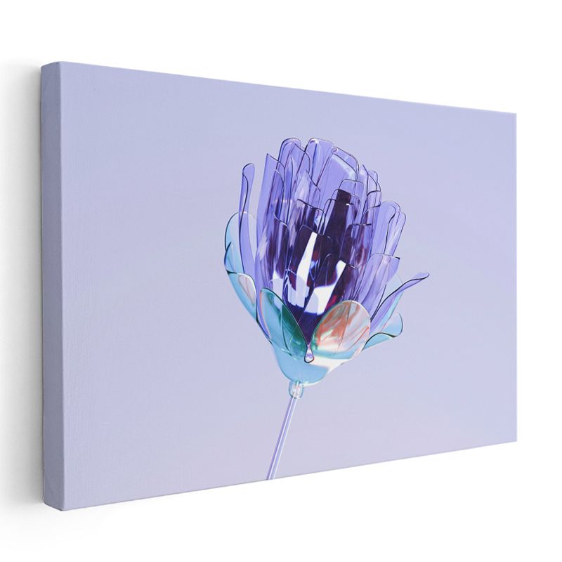 Kristal Çiçek - Mor Cam Sanat Eseri Kanvas Tablo