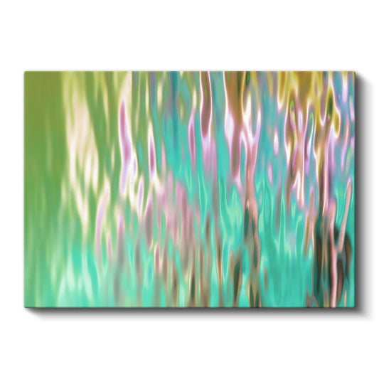 Yeşil Dalga - Turkuaz Akışkan Dikey Çizgiler Kanvas Tablo