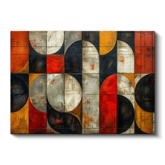 Geometrik Harmoni - Renkli Daire Parçaları Kompozisyonu Kanvas Tablo