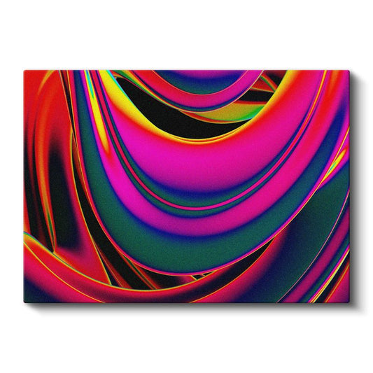 Neon Katmanlar - Dinamik Kavisli Şeritler Kanvas Tablo