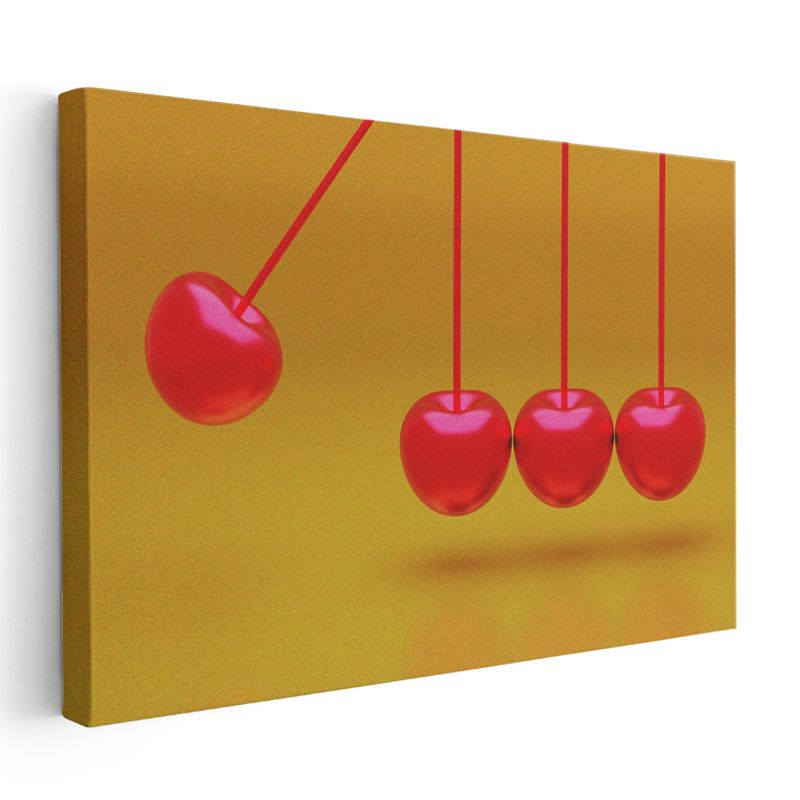 Kinetik Kirazlar - Minimalist Sarı Kontrast Kanvas Tablo