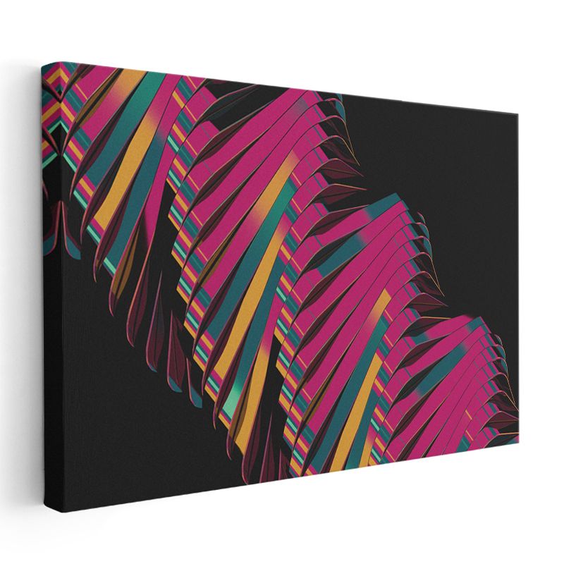 Ritmik Şeritler - Çok Renkli Geometrik Dalga Kanvas Tablo