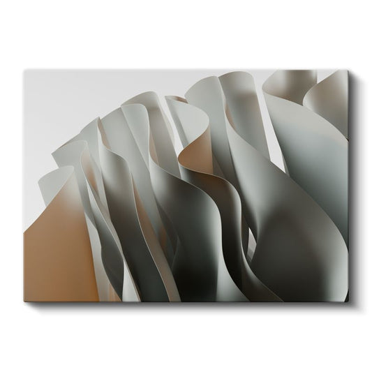 Kağıt Kıvrımları - Monokrom Minimalist Heykel Kanvas Tablo
