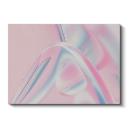 Holografik Kavis - Pastel Pembe Minimalist Form Kanvas Tablo