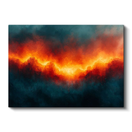 Ateş Dalgası - Dramatik Kontrast Soyut Kanvas Tablo