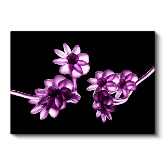 Mor Çiçekler - Dijital Flora Vektörel Kanvas Tablo