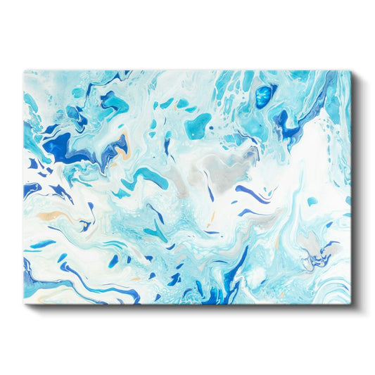 Okyanus Akıntısı - Mavi Mermer Efekti Kanvas Tablo
