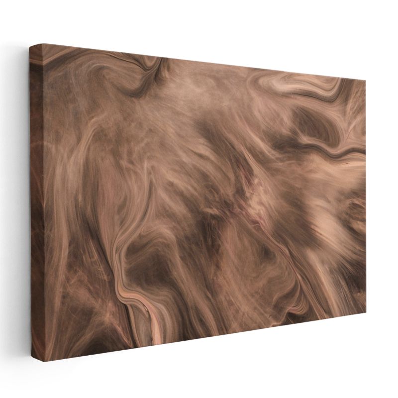 Akışkan Mermer - Kahverengi Tonlarında Soyut Dalgalar Kanvas Tablo