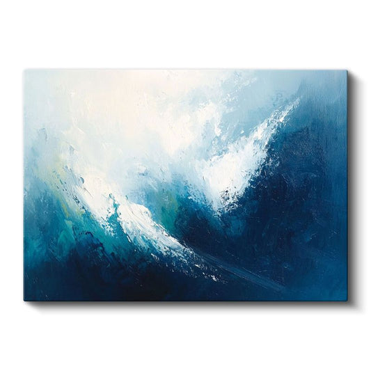 Okyanus Dalgaları - Mavi Tonlarında Dinamik Fırça Darbeleri Kanvas Tablo