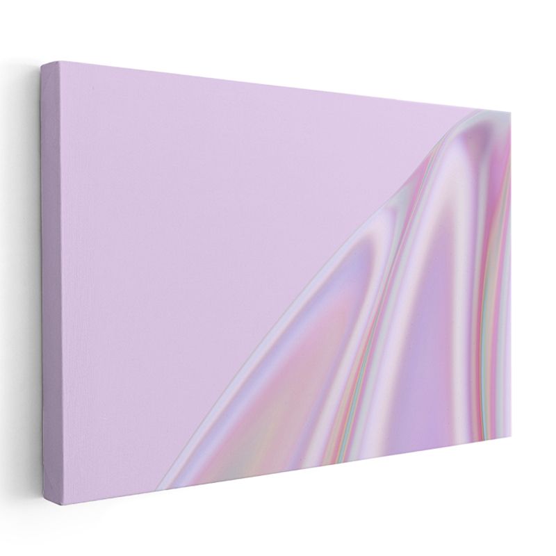Sedefli Işık Dalgaları - Mor Tonlarında Minimalist Kanvas Tablo