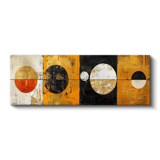 Dört Mevsim Daireler - Altın Siyah Modern Kompozisyon Kanvas Tablo