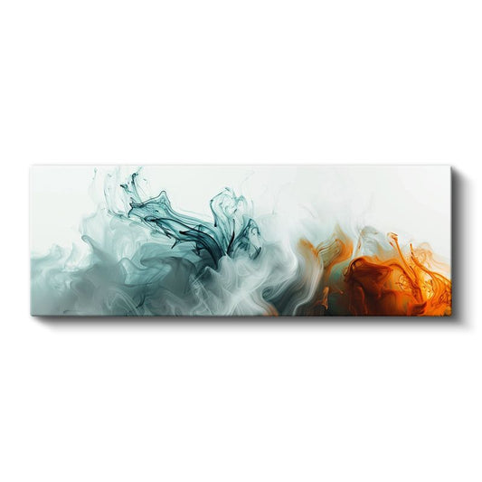 Ateş ve Buz - Turkuaz Turuncu Akışkan Sanat Kanvas Tablo