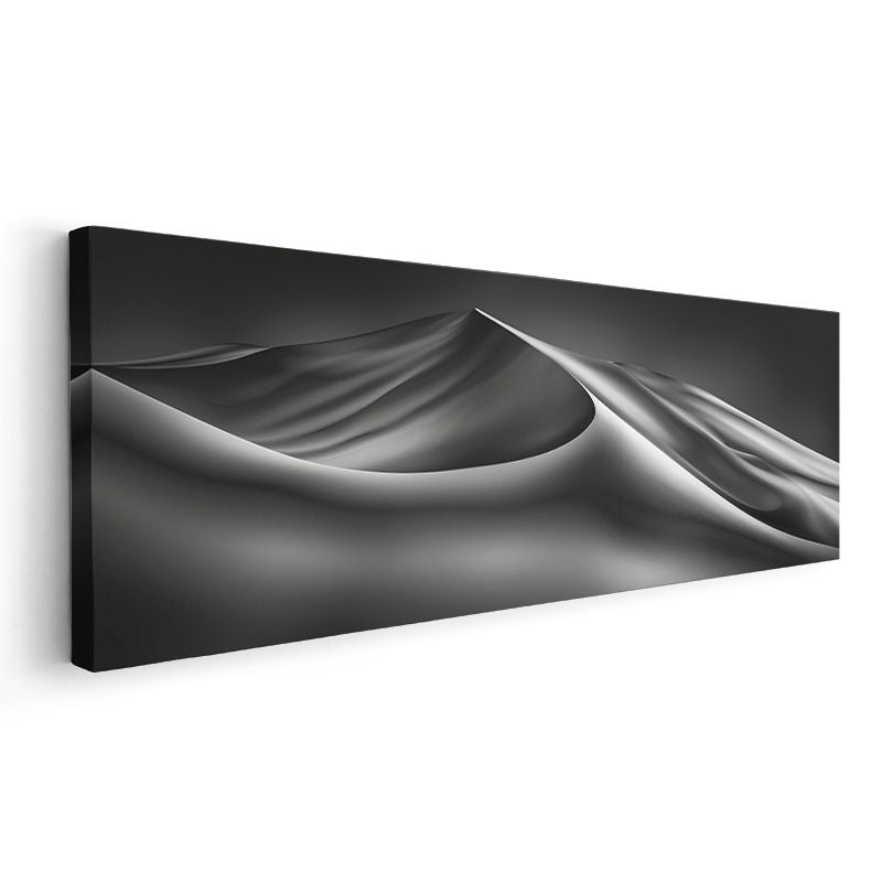 Çöl Silueti - Minimalist Siyah Beyaz Kum Tepeleri Kanvas Tablo