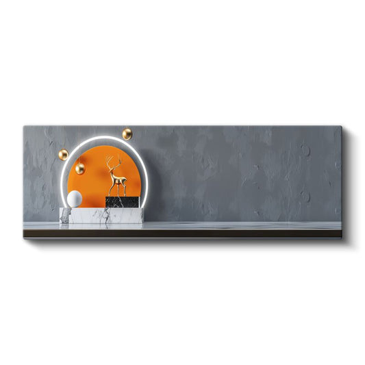 Altın Geyik - Modern Minimalist Geometrik Kompozisyon Kanvas Tablo