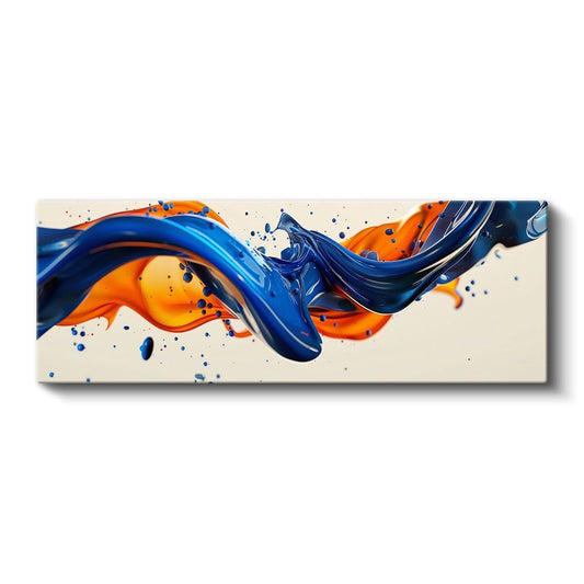 Mavi Turuncu Dalga - Dinamik Akışkan Boya Sanatı Kanvas Tablo