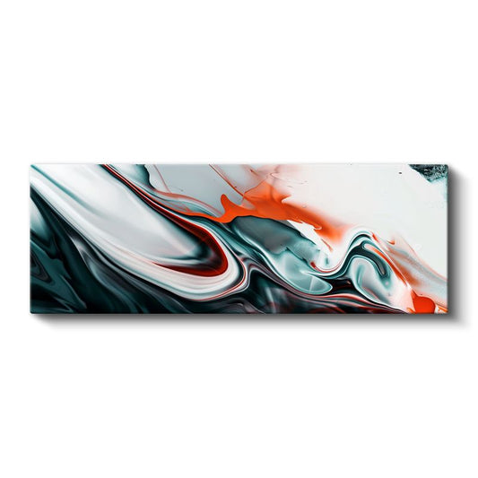 Akışkan Renkler - Turkuaz ve Turuncu Sıvı Sanat Kanvas Tablo