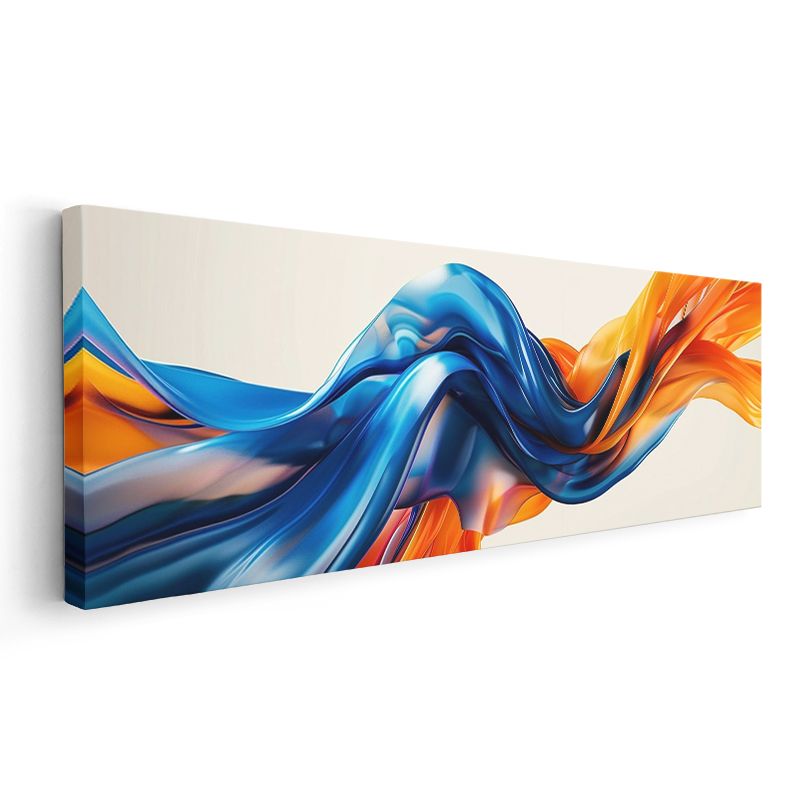 Mavi Turuncu Harmoni - Akışkan Formlar Dinamik Kanvas Tablo